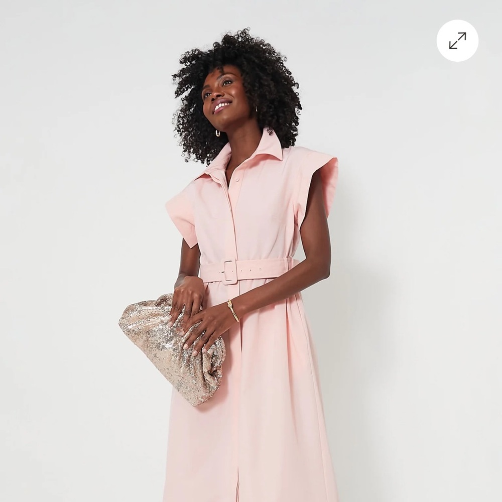 Tuckernuck Pink Flutter Sleeve Midi Dress